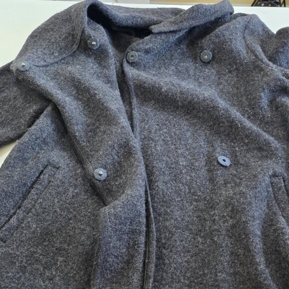 Paul Costelloe Cardigan Womens 10 Grey Assymetric Shawl Collar LS Pockets Wool - Picture 13 of 16